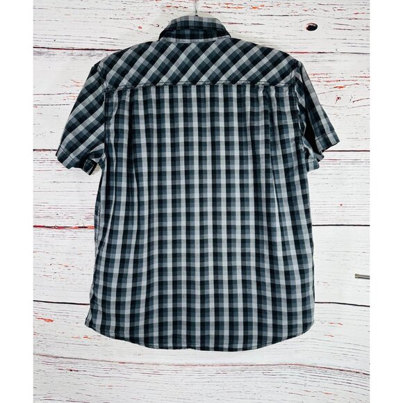 Mossy Oak Mens Black & Gray Plaid Short Sleeve Button-Up Shirt Size M - Picture 7 of 9